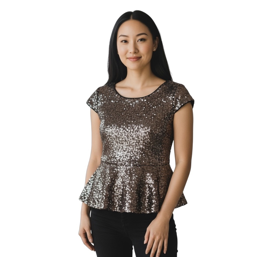 Gianni Bini Sequin Peplum Top